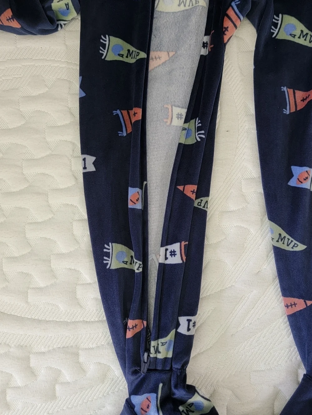 NWT Carter's Bedtime Velour One Piece Footed Pajamas Full Zip Football MVP 5T